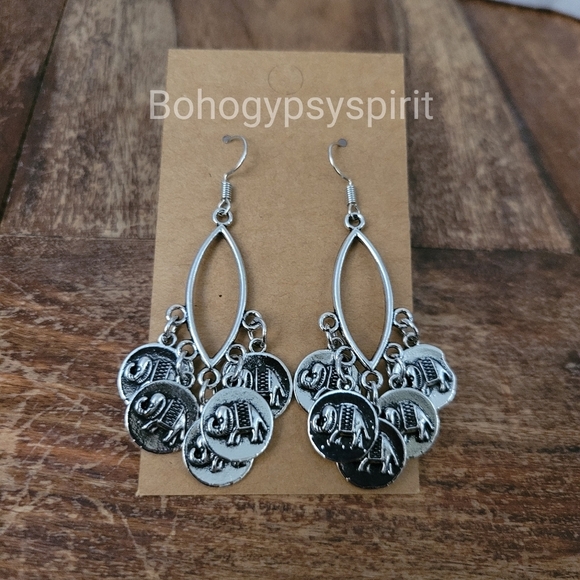 Boho Elephant Tassel Dangle Earrings - Picture 10 of 17